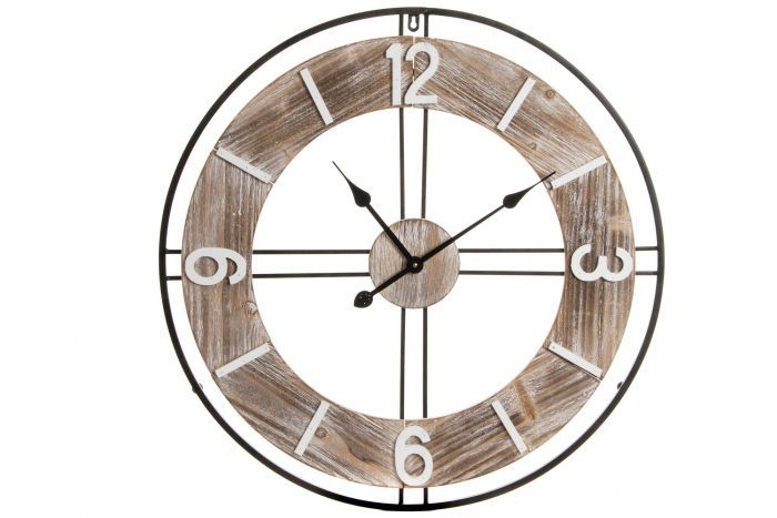 Relógio Redondo VINTAGE Ferro e Madeira Wall Clock -by OVO Home Design