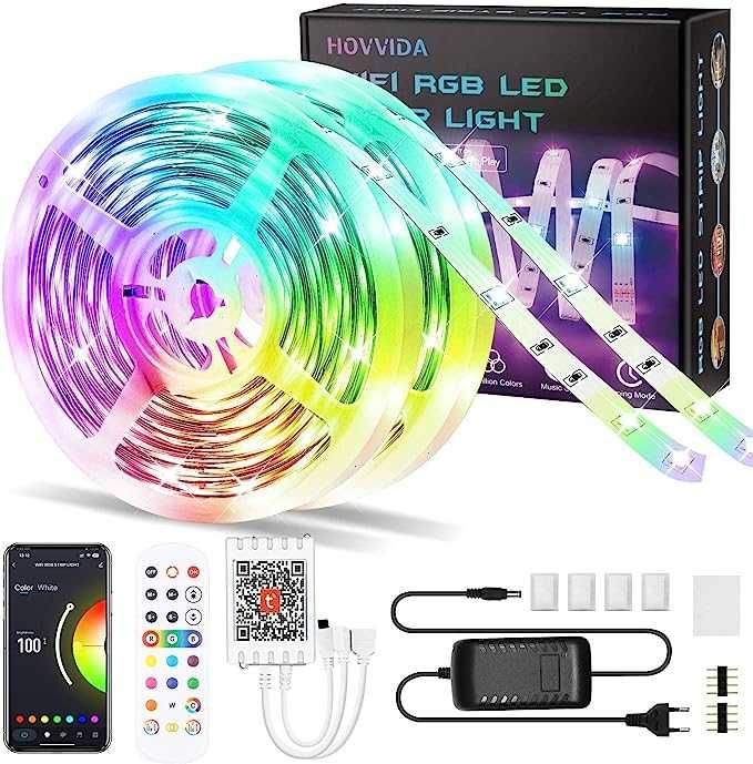 Світлодіодна led стрічка HOVVIDA WiFi 20м RGB 5050 Alexa Google інші