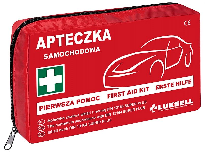 Apteczka samochodowa w nylonie DIN 13164 PLUS z wyposażeniem Luksell