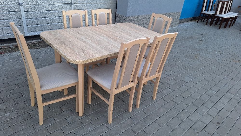 Nowe: Stół rozkładany + 6 krzeseł,sonoma+latte, dostawa cała POLSKA