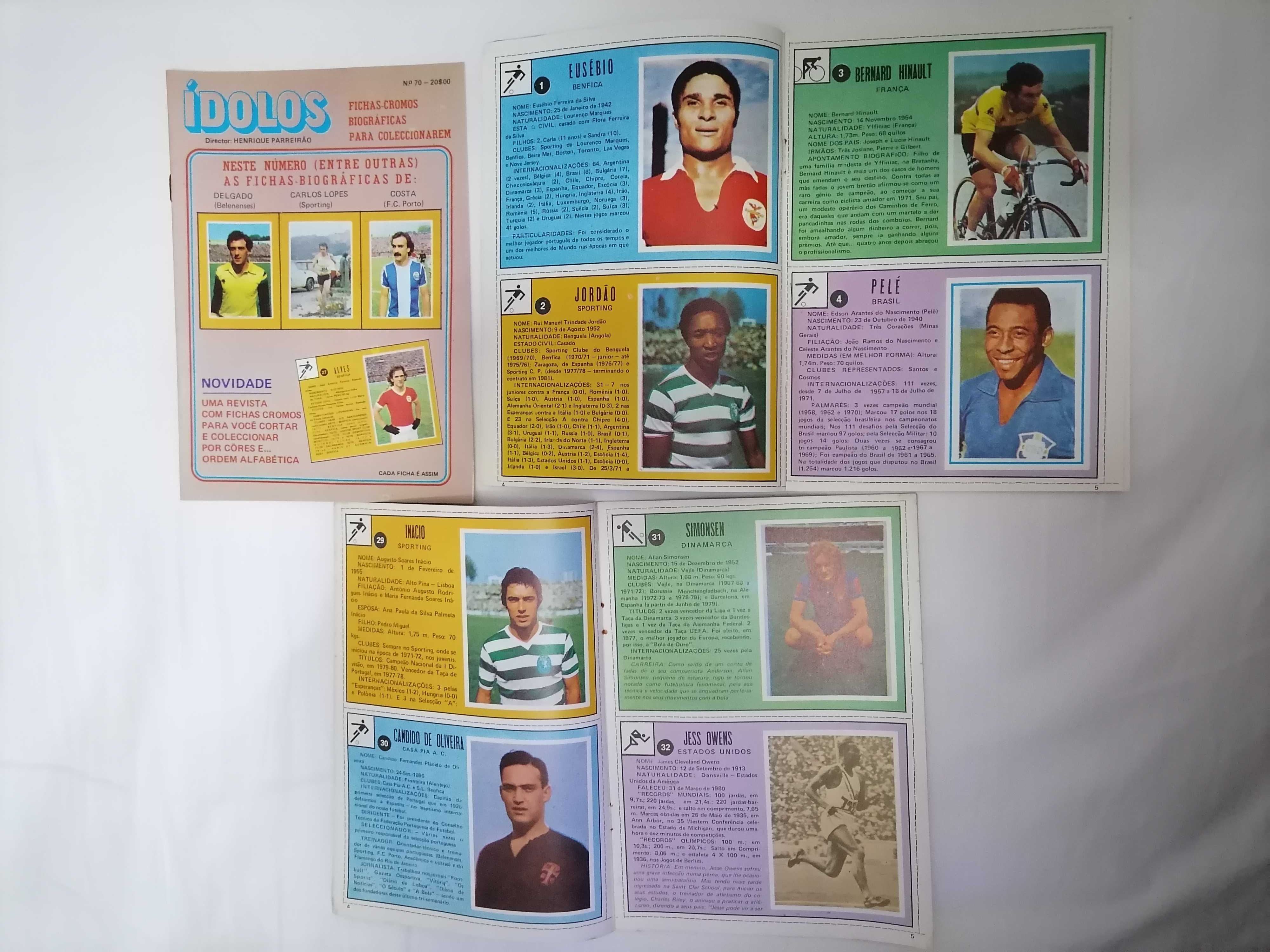 Ídolos do Desporto Fichas/Cromos BIOGRÁFICAS 1981 (Nºs 1 a 42)