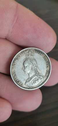 Wielka Brytania 1 szyling 1887 -srebro-