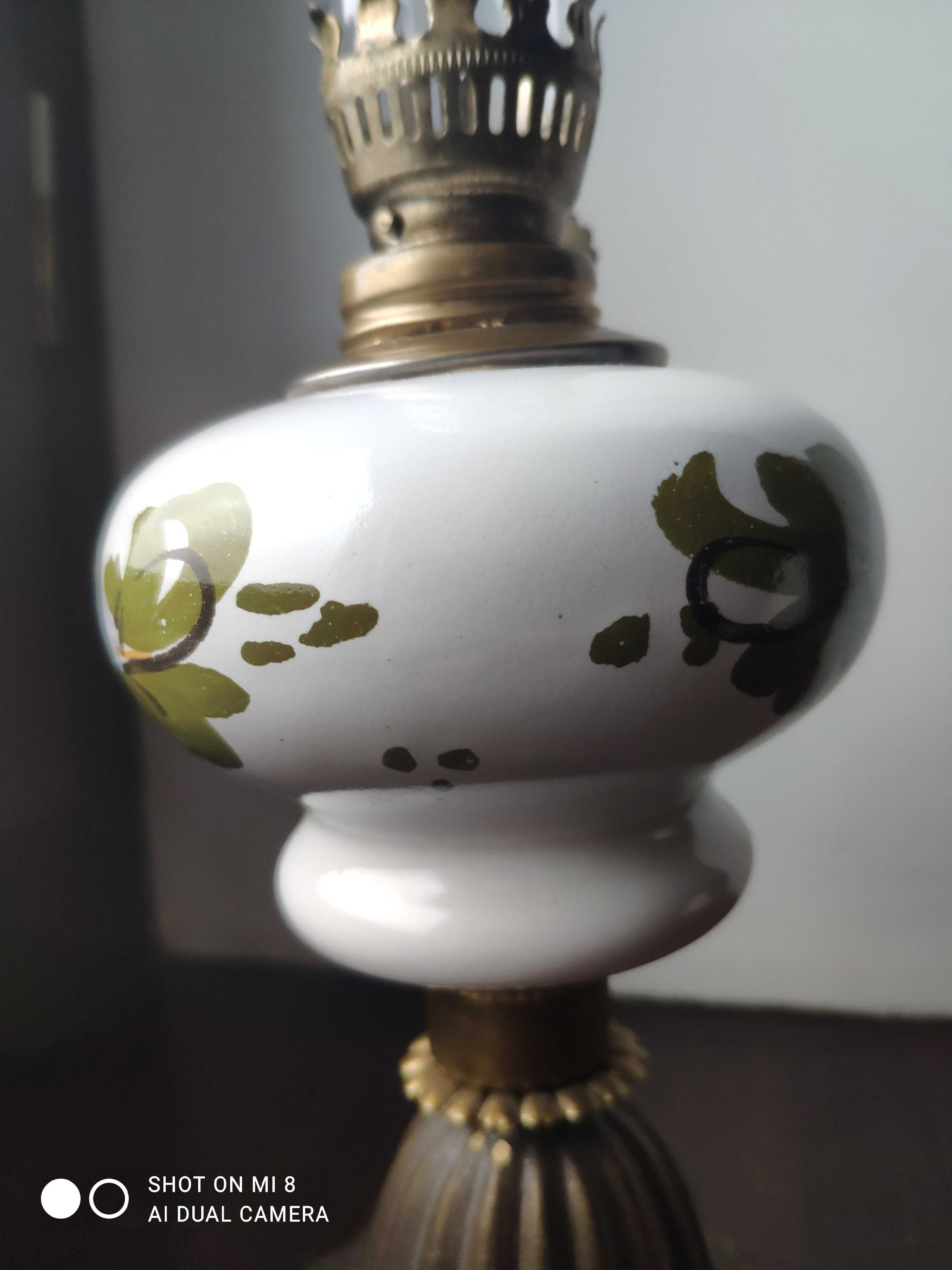 Stara niespotykana porcelanowa lampa naftowa 10