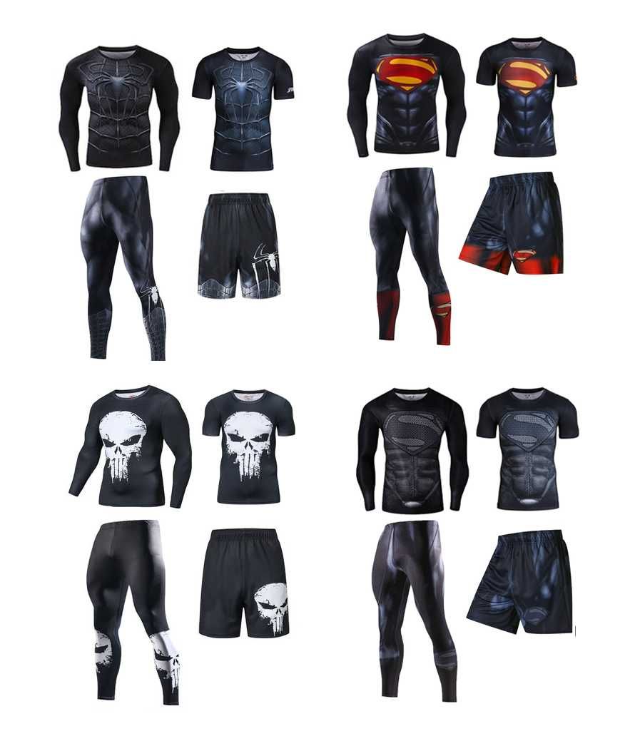 Комплект Каратель, Супермен 3 в 1 рашгард, шорты, леггинсы, футболка.