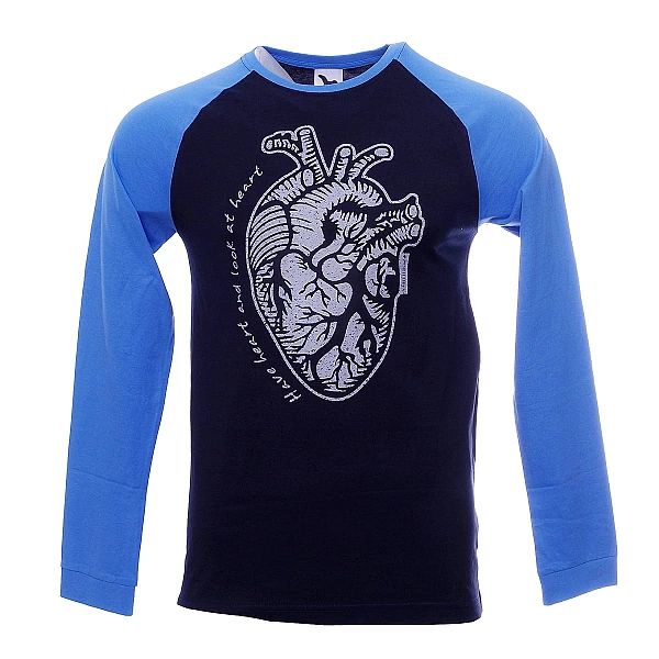 Koszulka Serce Anatomiczne z długim rękawem granatowo niebieska (xxl)