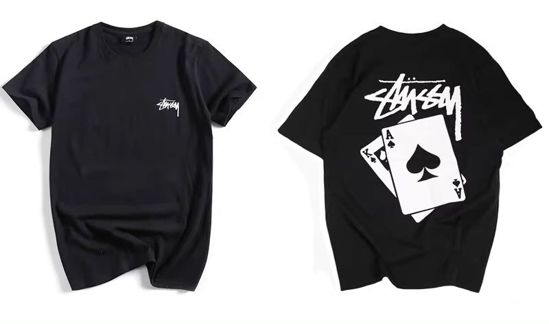 Мужские футболки Stussy Card Стусси с картами черная белая унисекс