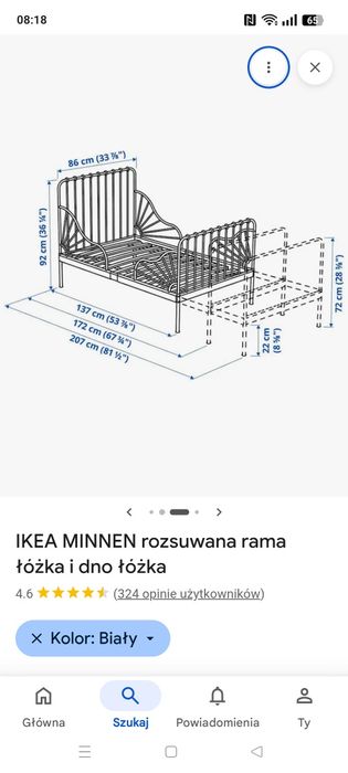 Łóżko Minnen rozsuwana rama