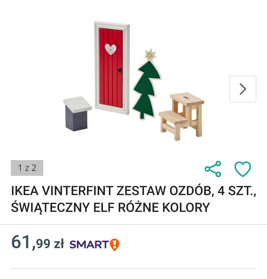 Ikea vinterfind zestaw ozdób 4 szt nowe drzwi stołek choinka