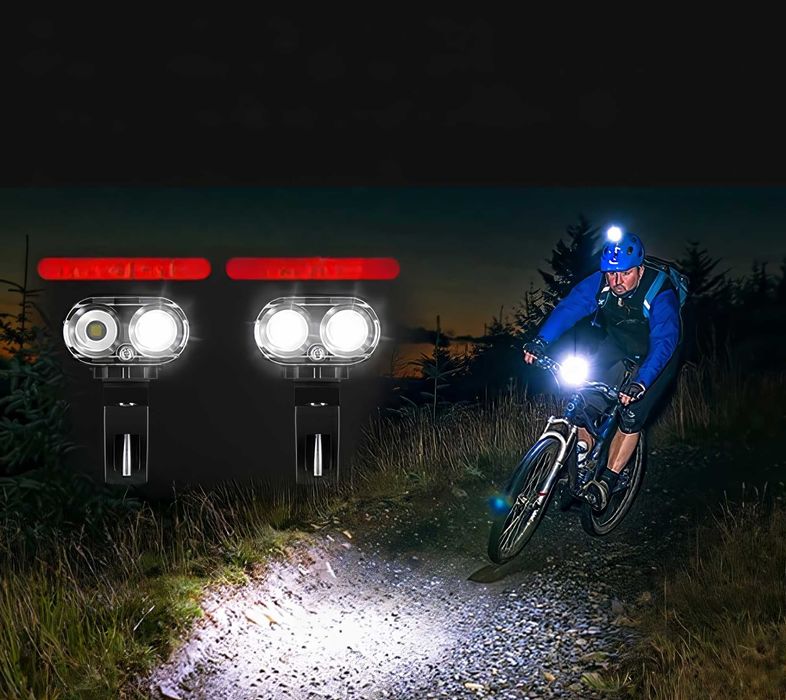 Lampka Rowerowa LED POWERBANK Zestaw Wodoodporna Uchwyt Mocna Tryby