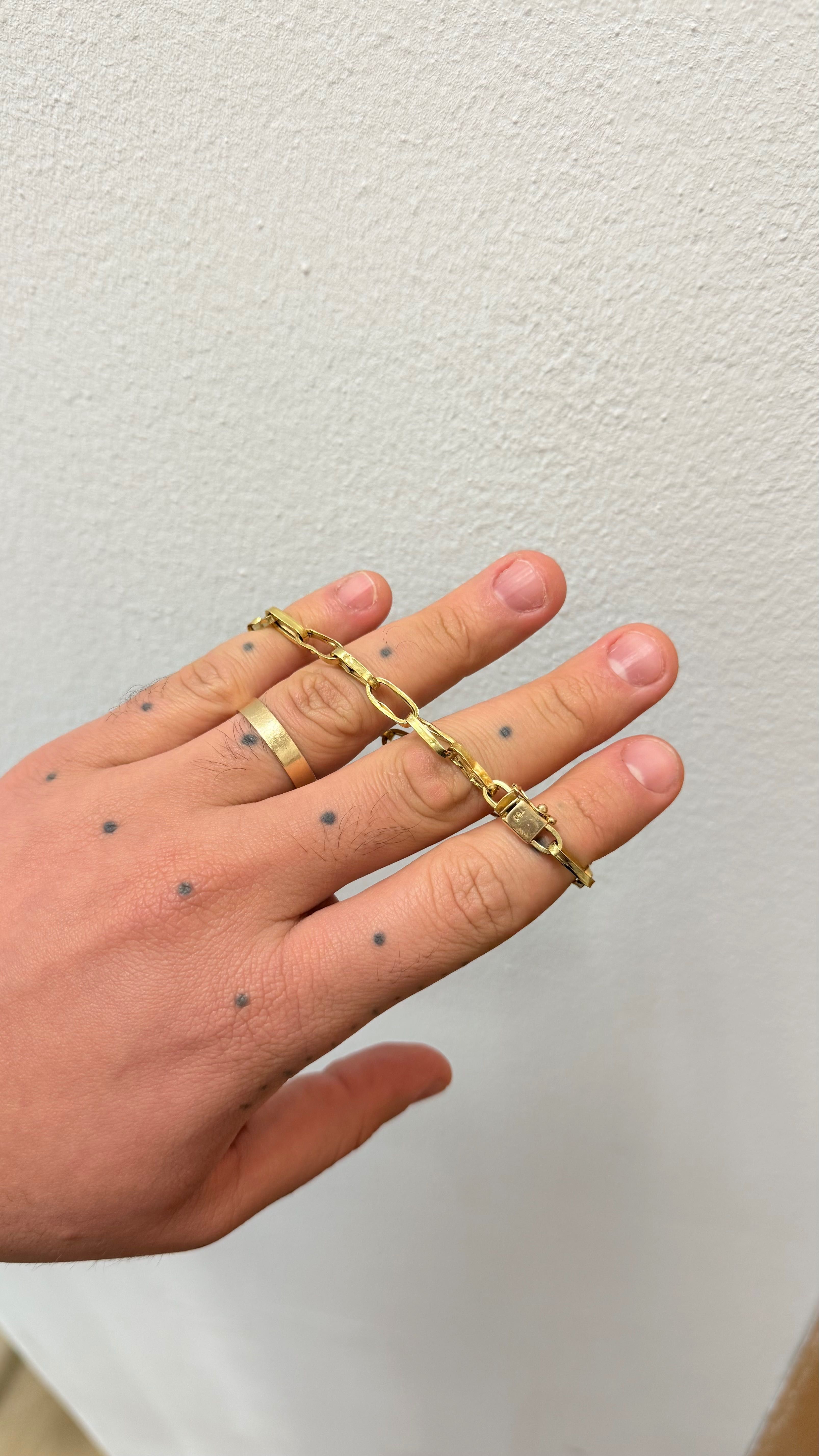 Pulseira de ouro 18k elo oco