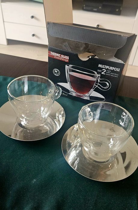 Filiżanki termiczne do cappuccino 2 szt + podstawki