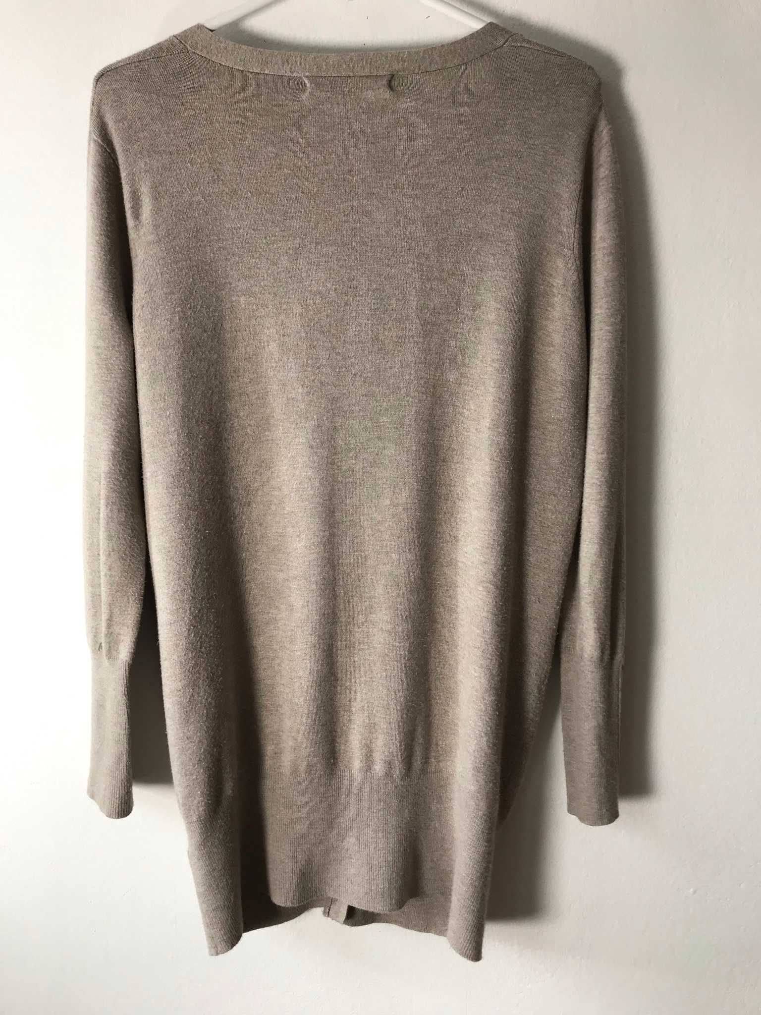 Beżowy kardigan damski rayon nylon Zara L 40 12 nylon elastyna 175 96A