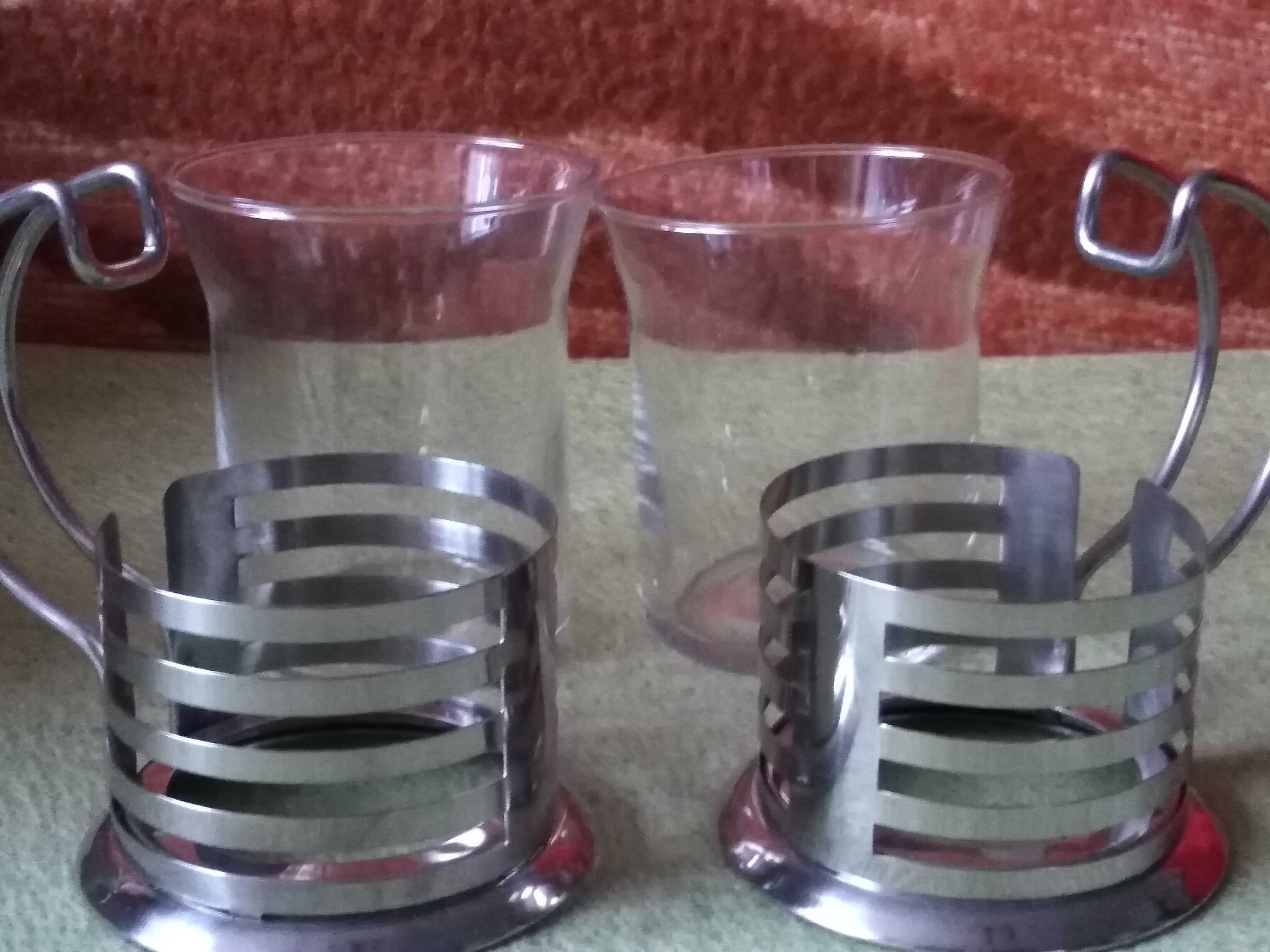 Komplety szklanki z metalowymi koszyczkami 4 sztuki