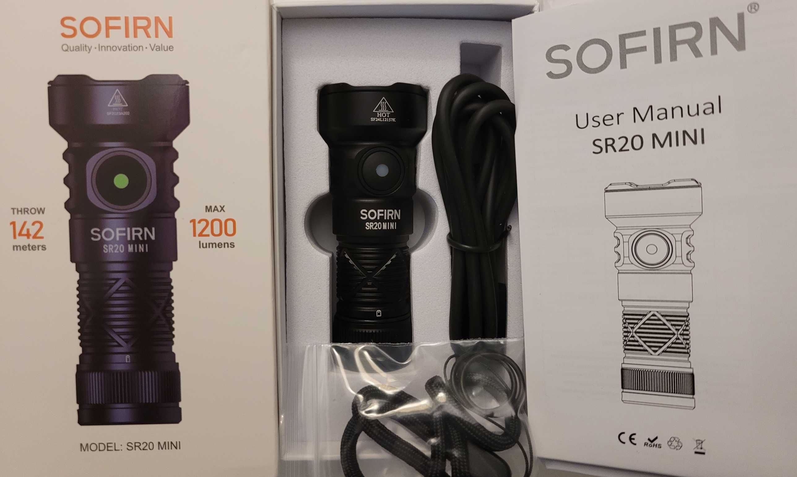 Latarka EDC Sofirn SR20 Mini 1200lm USB-C + akumulator
