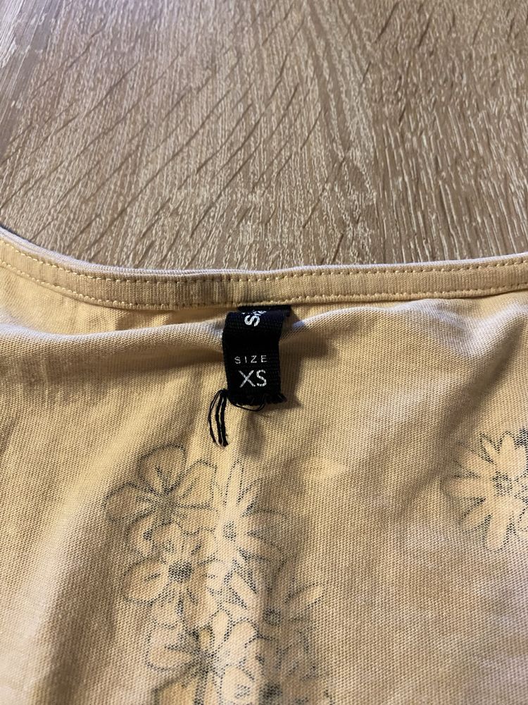 karmelowy top w kwiaty XS
