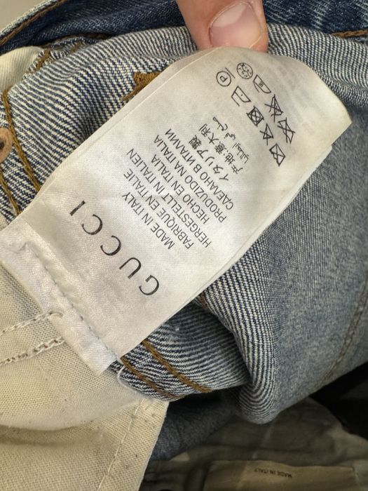 Синие джинсы Gucci оригинал со змеиной нашивкой