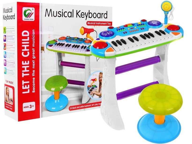 Zestaw muzyczny Keyboard + Werble + Mikrofon dla dzieci 3+