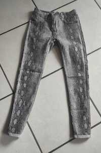 Włoskie Dżinsy 2w1 3d denim 36/38 wężowy print szare