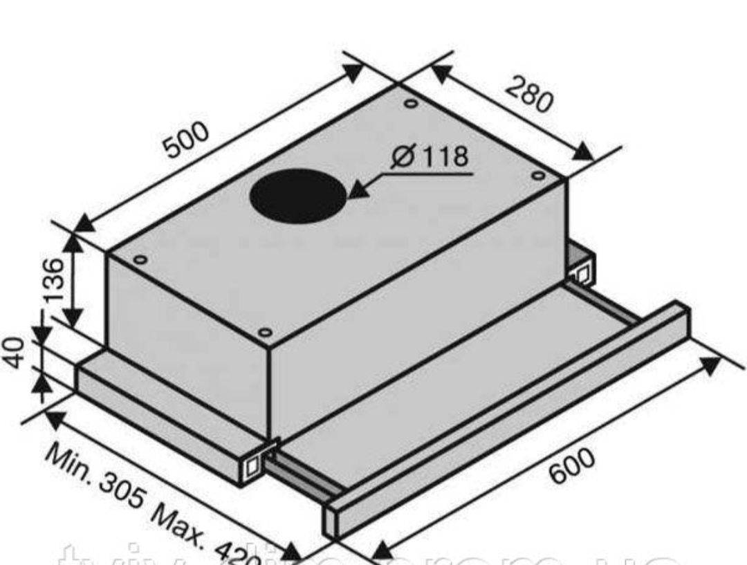 Вытяжка VENTOLUX GARDA 50 XBG (750) SMD LED нова