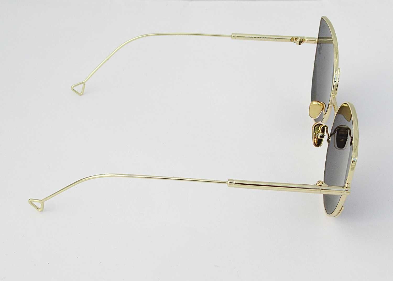 Piękne okulary przeciwsłoneczne aviator kocie metalowe oprawki wzorek