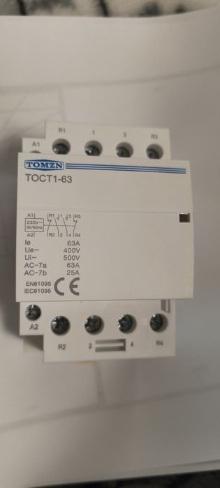 Контактор модульний 4P 63A 2NO+2NC 220/230V TOMZN TOCT1-63