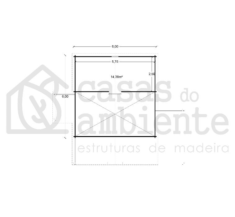 Casa de Madeira 50m2 (Pinho Nórdico Maciço)