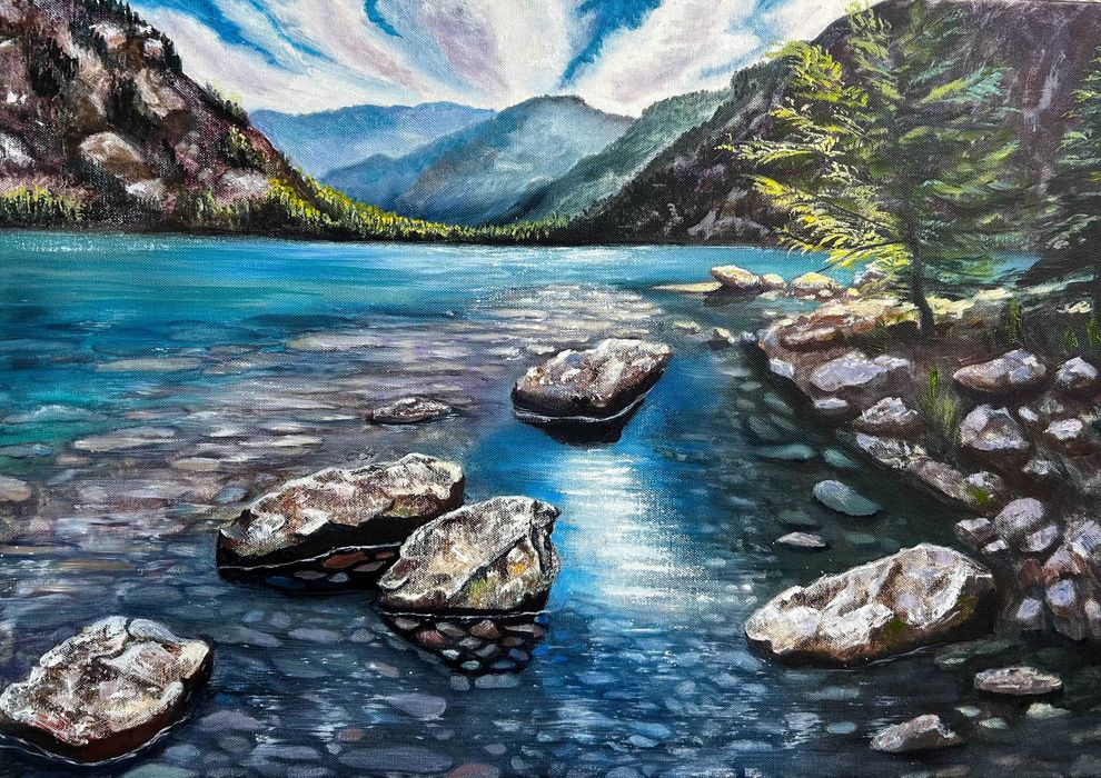 Картина Гори Озеро Озеро у горахПолотно Олія 45/65