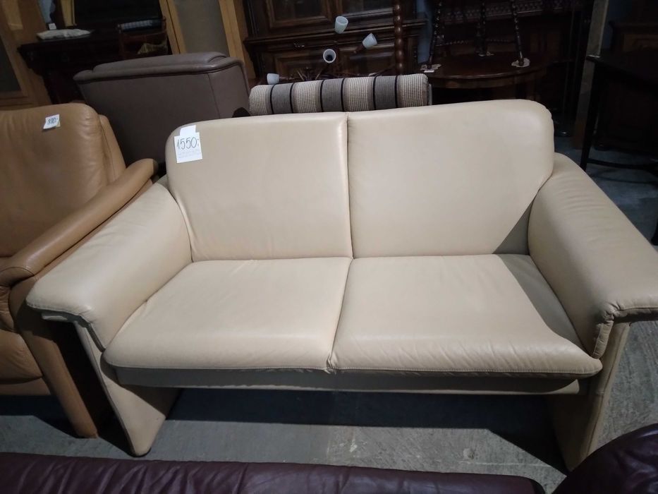 Sofa kanapa skórzana beżowa 2 osobowa skóra naturalna FV DOWÓZ