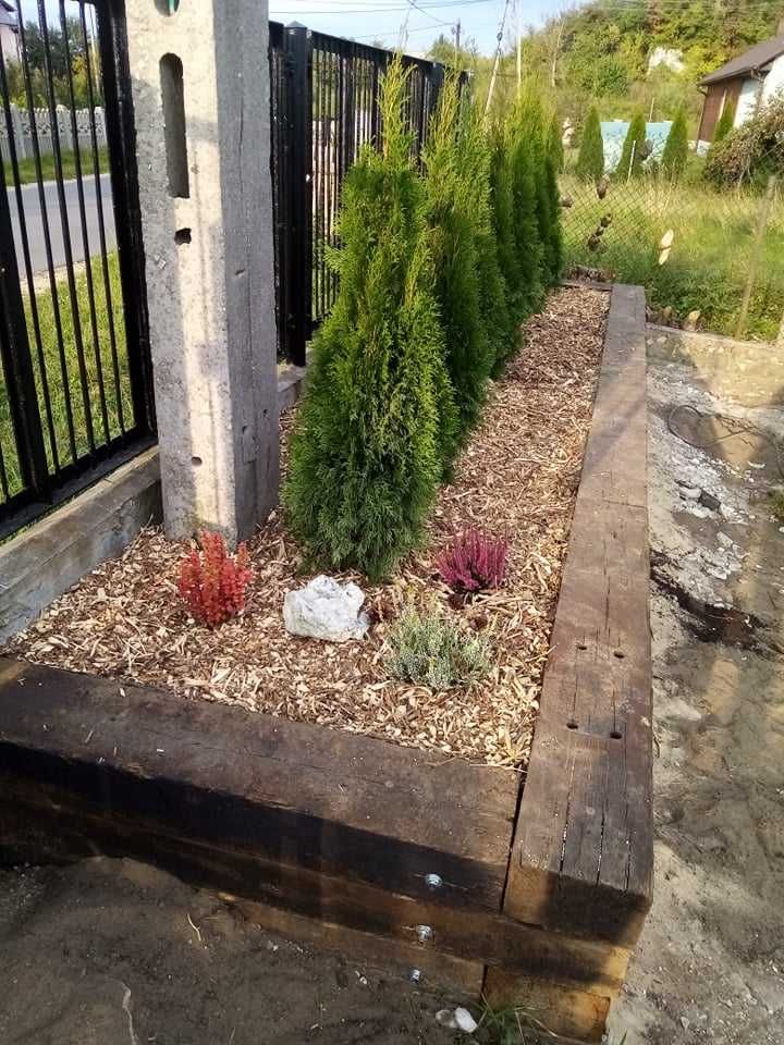 Podklady, obrzeża,  bale, słupy