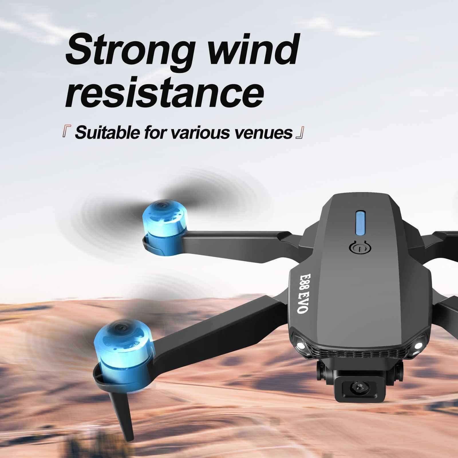 Dron E88 EVO bezszczotkowy silnik 2x kamera + 1 bateria GRATIS