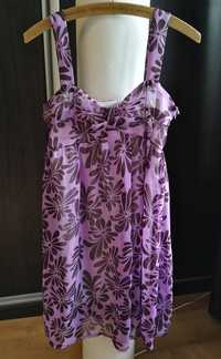 Sukienka ciążowa 36S fioletowa kwiaty