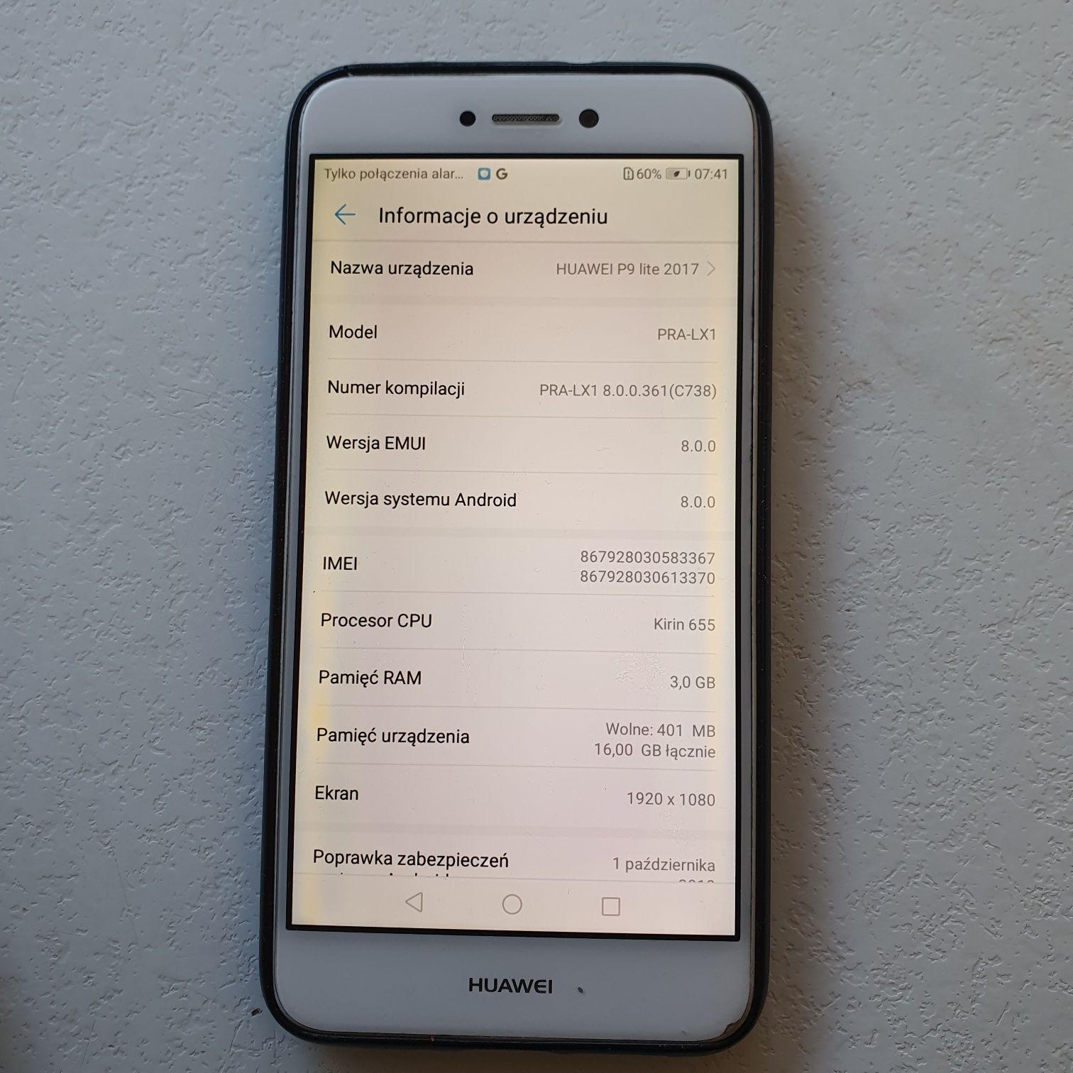 Huawei p9 lite  z ladowarka I kablem 3/16 GB