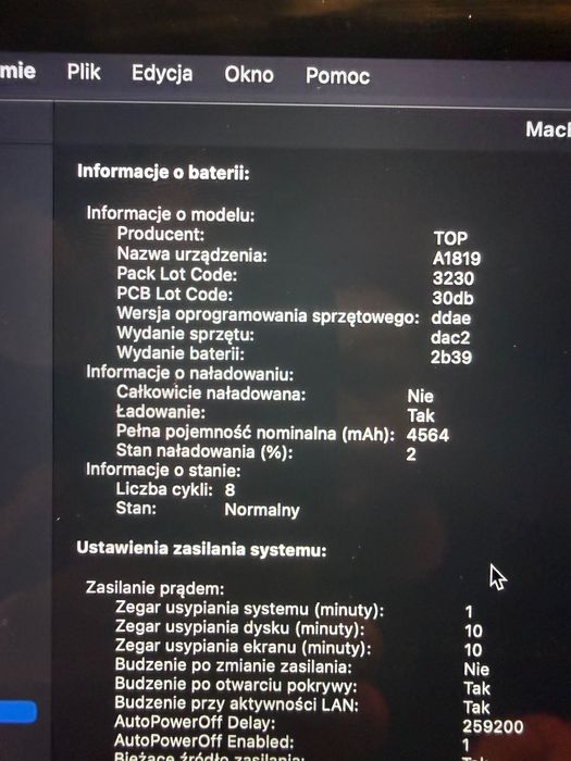 MacBook Pro A1706 nowa bateria