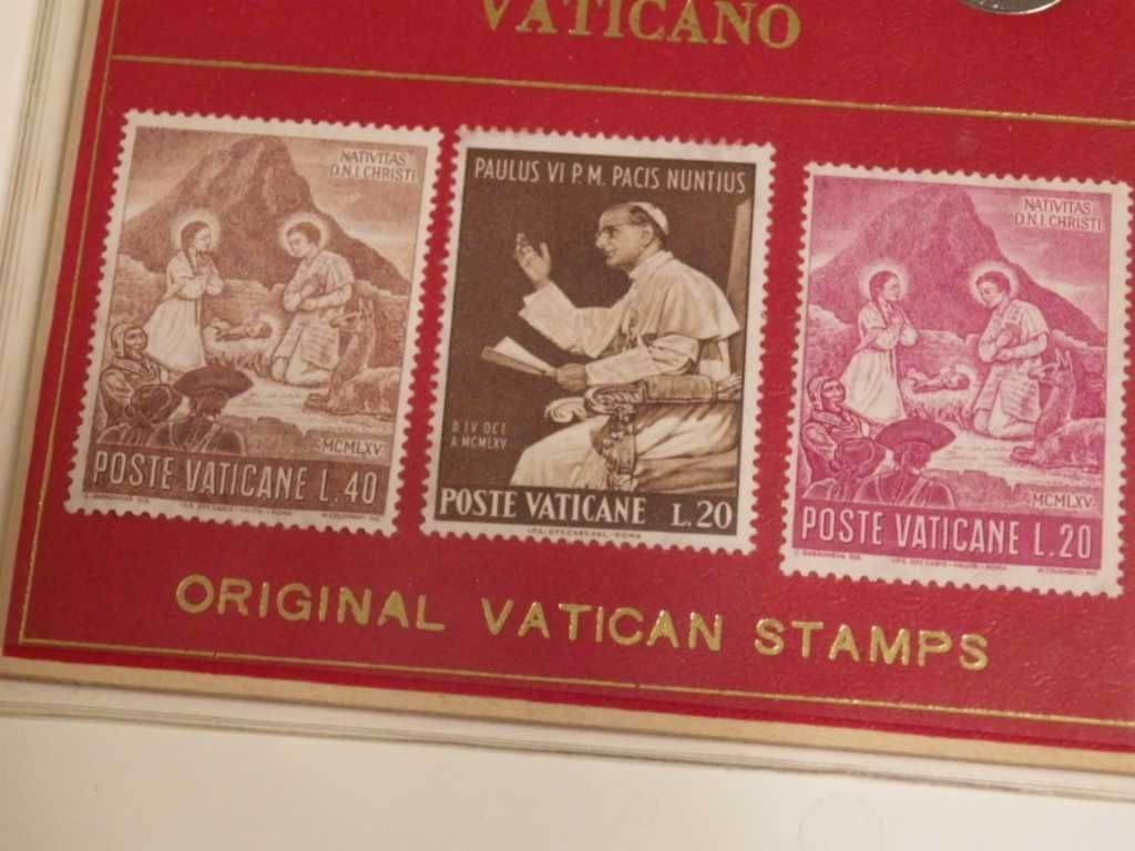 Zestaw Souvenir Vaticano monety znaczki Jan Paweł