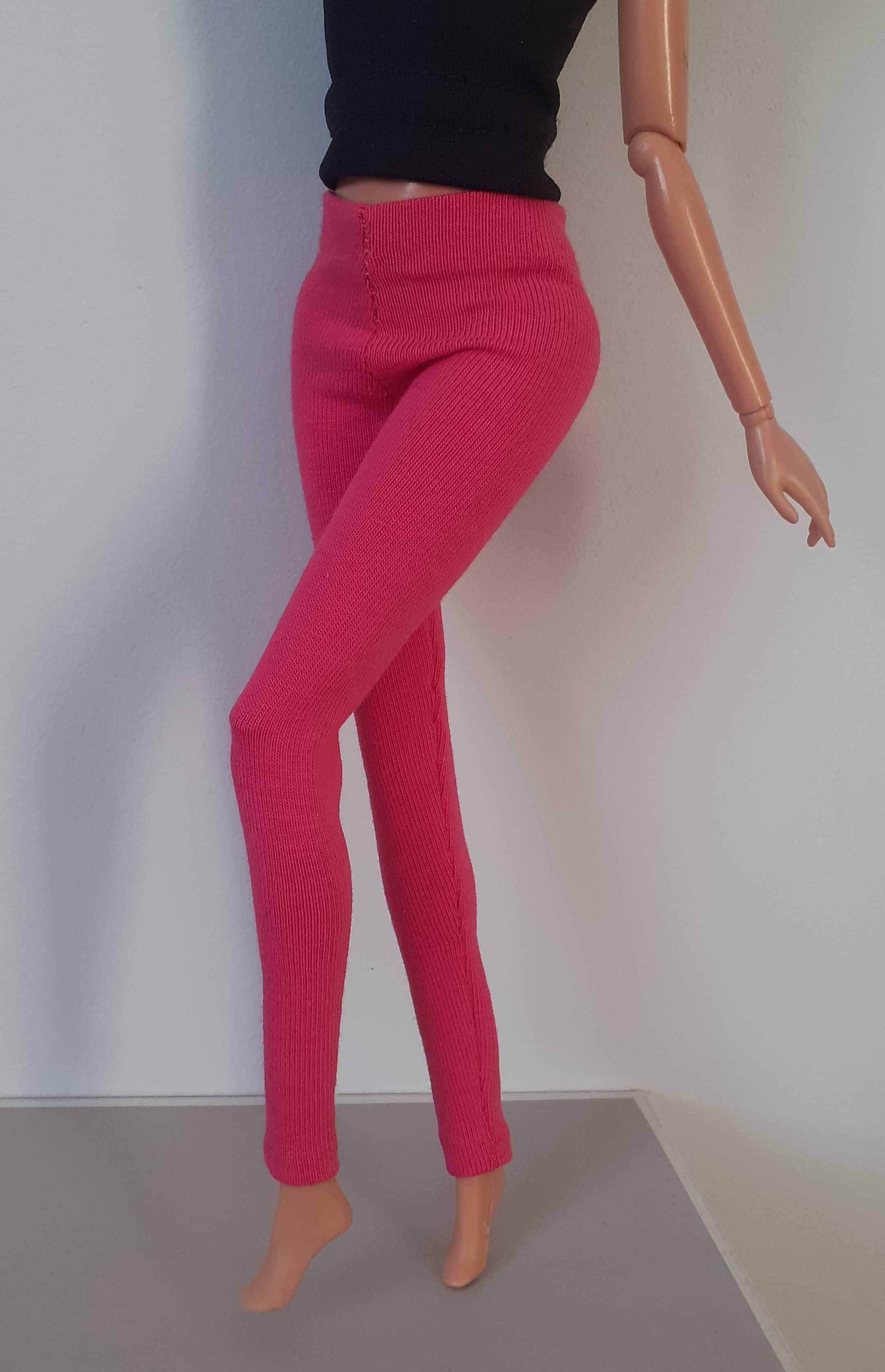 ubranko - spodnie legginsy dla lalki barbie - różowe