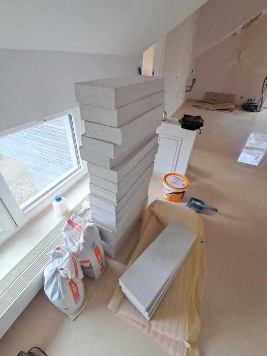 19 bloczków komórkowych + 1,5 worka kleju Knauf Perlfix T