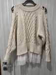 Sweter pleciony gruby jasny beż krem Cocomore Uni