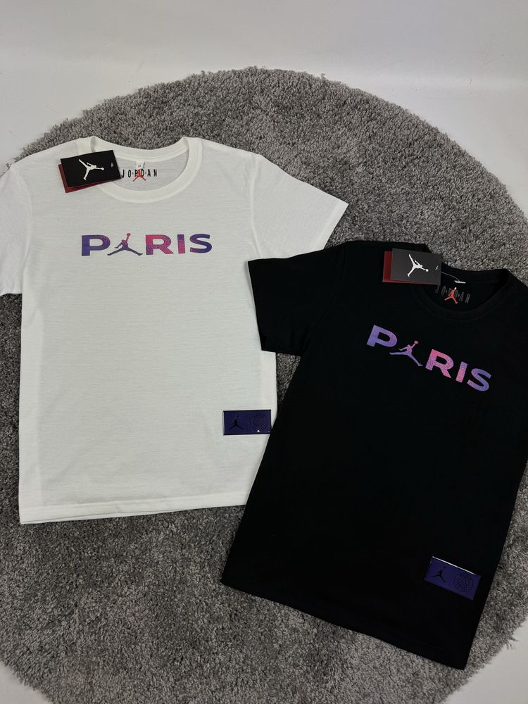 футболка Jordan Paris Джордан Париж чорная и белая все размеры