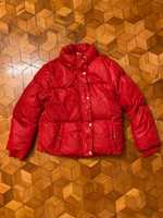 Czerwona ciepła zimowa kurtka z laptopa H&M rozmiar 128