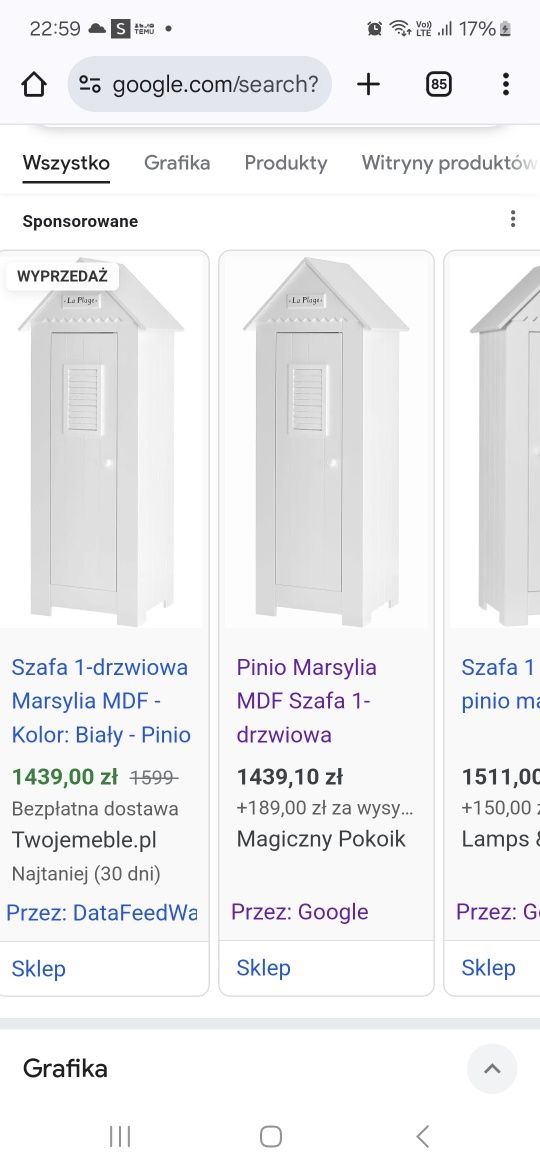Szafa jednodrzwiowa Masylia Pinio