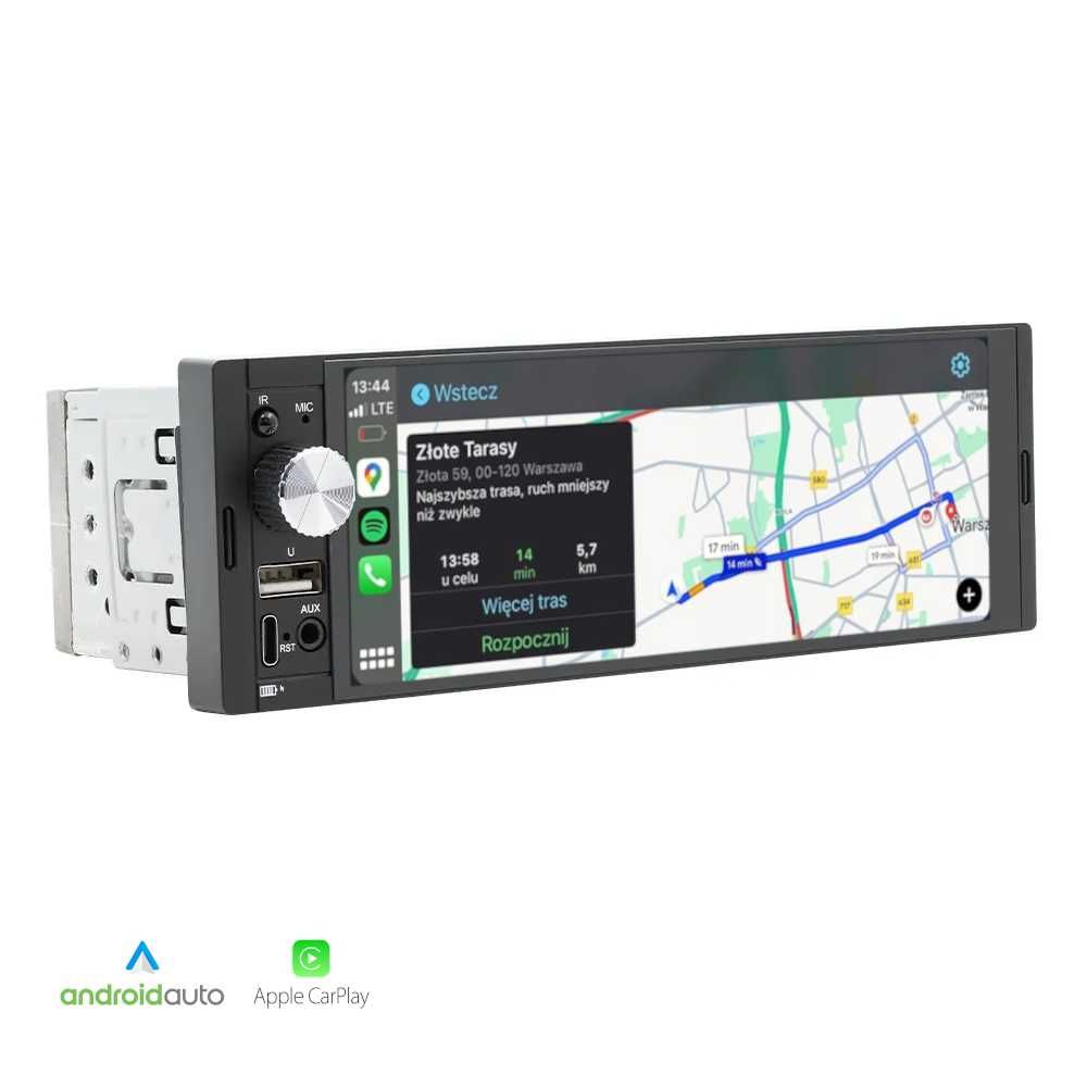 Uniwersalne Radio dotykowe 1DIN Android Auto Carplay Bluetooth