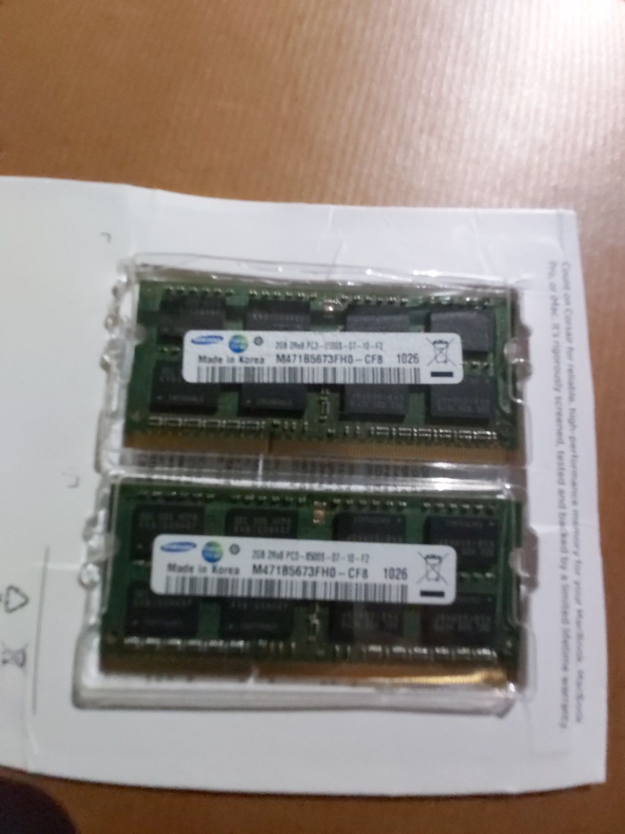 Memória ram 2×2GB DDR3 Samsung.