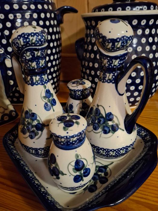 Komplet do przypraw ceramika bolesławiec jagody