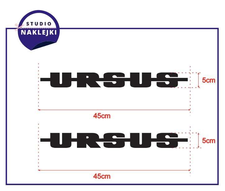 Naklejki URSUS 45x5cm Traktor Ciągnik Rolniczy Nalepki Czarny