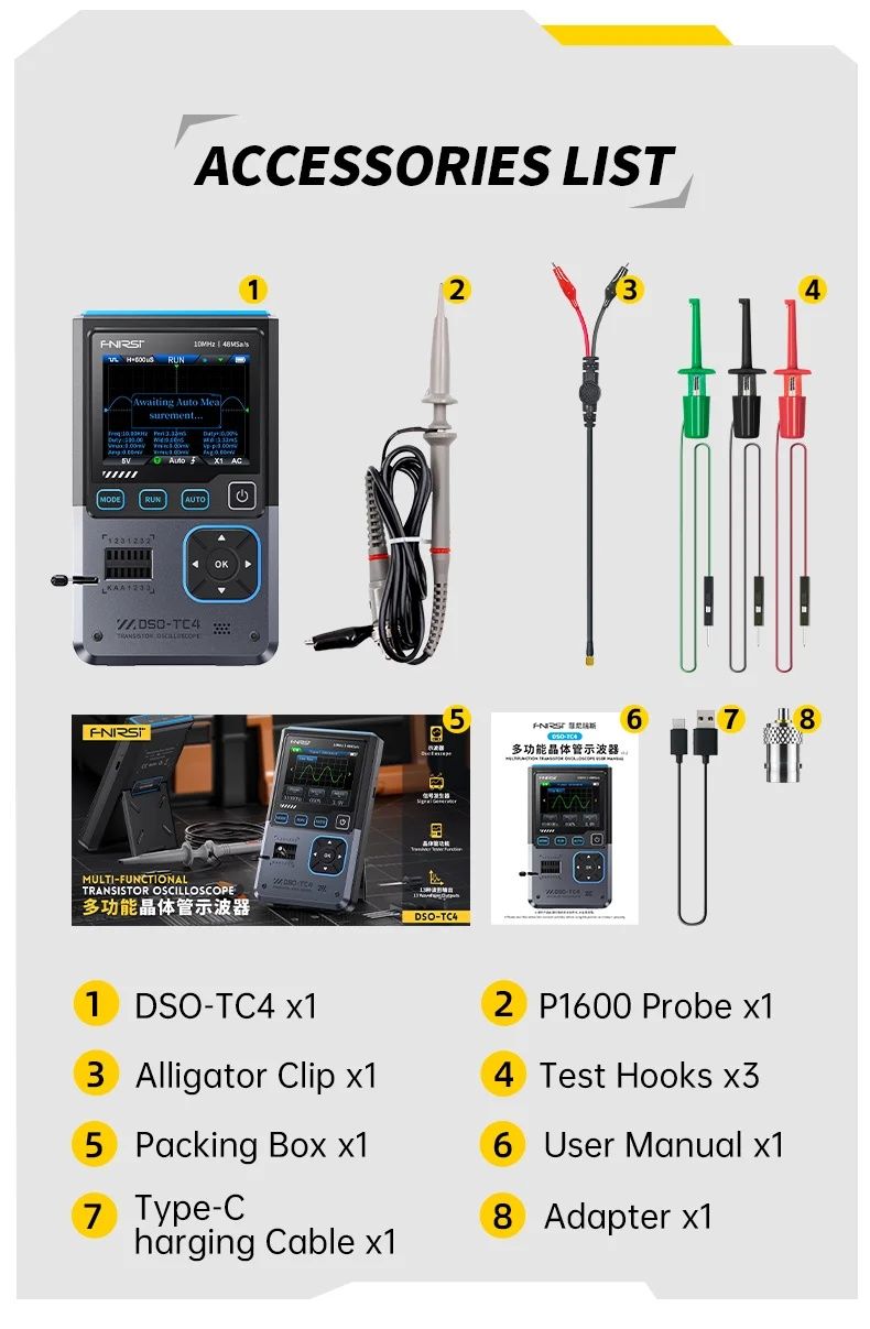 Fnirsi DSO TC-4 TC-3 осцилограф генератор сигналов тестер компонентов