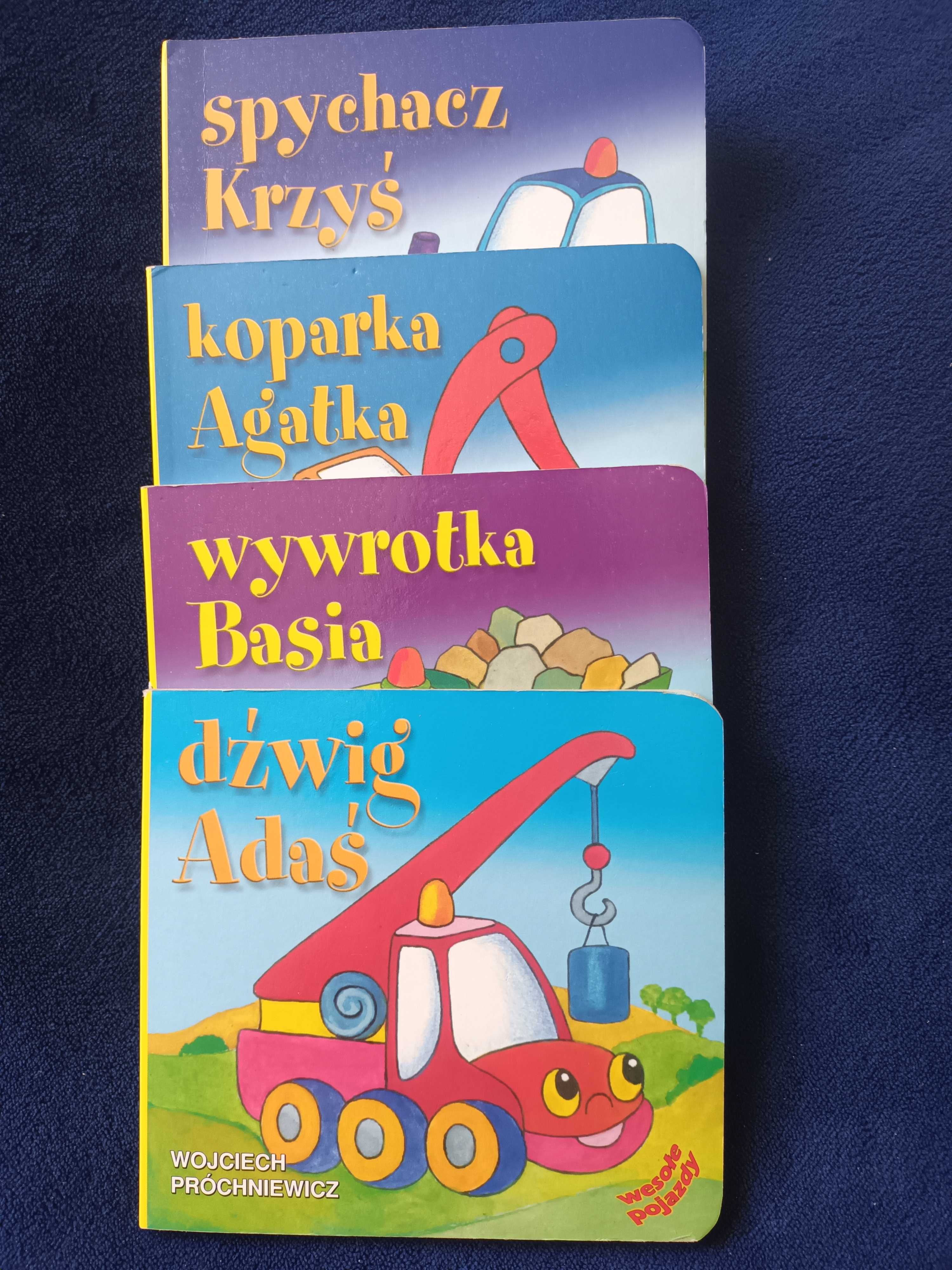 Książeczki - koparka, wywrotka, spychacz, dźwig