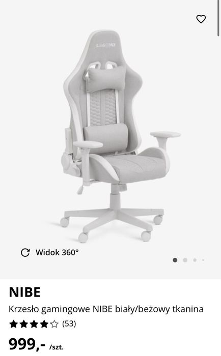 Krzesło biurowe / gamingowe szaro-białe NIBE