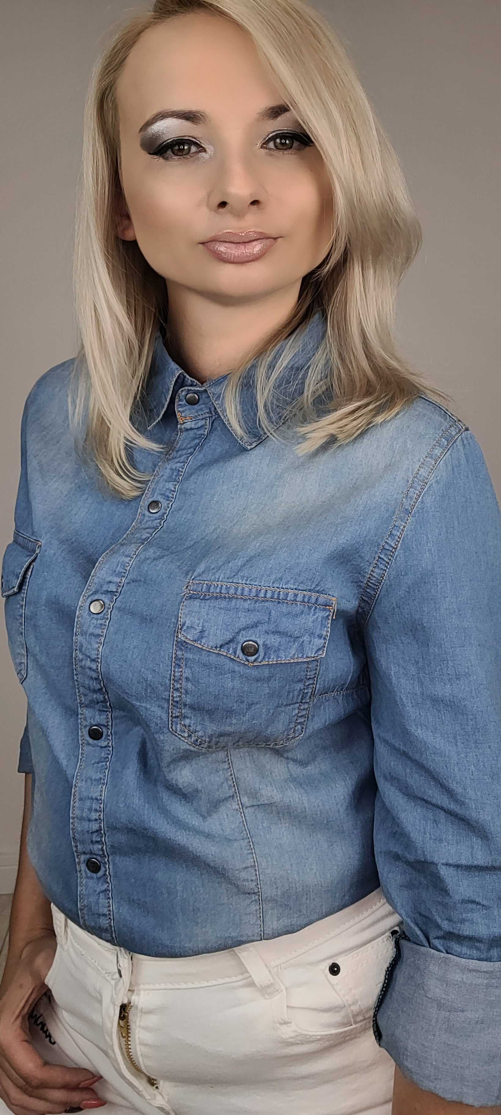 NOWA Koszula JEANS damska klasyczna koszula jeansowa rozm XXL