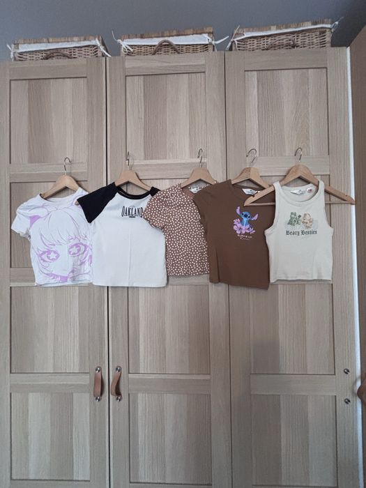 5x koszulka bluzka z krótkim rękawem H&M 146/152