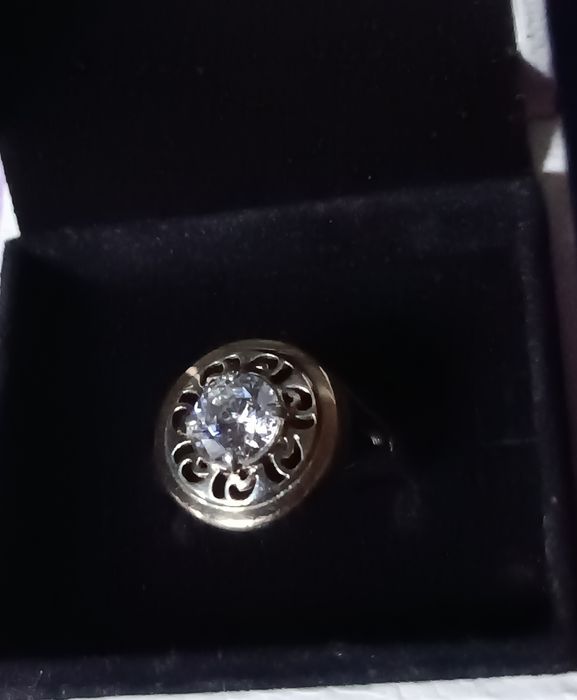 Серебряное кольцо 875 пр. с золотой пластиной 375 пр , р. 19 , 3,88 г